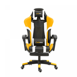 Trefärgad spel- och kontorsstol med linjär accent - gul