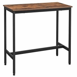 Vasagle, kapea suorakaiteen muotoinen keittiön pöytä, teräsrunko, 100 x 40 x 90 cm, maalaismainen ruskea ja musta
