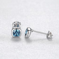 S925 Sterling Silver örhängen för kvinnor med färgglada Lab Skapade ädelstenar Stud örhängen Blue Gem 925 Silver