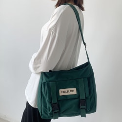 Lady Women handväska Korean Chic Messenger Student Nylon Book-proof canvasväska dark green