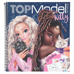 TOP Model Kitty Katt Cat pyssel bok + 84st stickers 2021 Svart