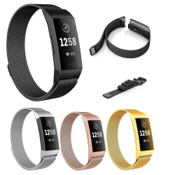 Fitbit Charge 3/4 Milanese Loop Armband - fler färger Rosa guld