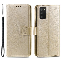 Samsung A02s / A03s Mandala lompakkokotelo - kultaa Gold