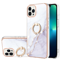 SKALO iPhone 14 Pro Marmor TPU Cover med ring - #3 Multicolor