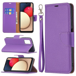 Samsung A02s / A03s Premium Litchi Wallet - violetti Purple