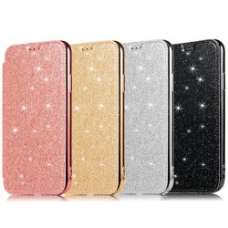 SKALO iPhone 11 Flip Cover TPU Ultratyndt Glitter - Vælg farve Gold