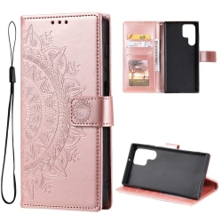 SKALO Samsung S22 Ultra Mandala lompakkokotelo - ruusukulta Pink gold