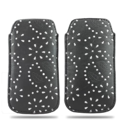 Glitter Pull tab / Läderficka Samsung S5 - fler färger Svart
