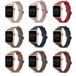 SKALO Smalt læderarmbånd Apple Watch 38/40/41mm - Vælg farve Black