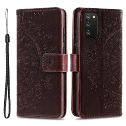 Samsung A02s / A03s Mandala lompakkokotelo - tummanruskea Dark brown