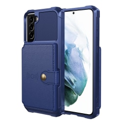 SKALO Samsung S22 stødsikkert cover med pung - blå Blue