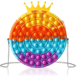 Pop-väska för tjejer, fidget sensoriska leksaker Axelkedja Smink Crossbody-väska Rainbow Crown Push It Pop Bubble Söta Handväskor Halloween Relieve Stre