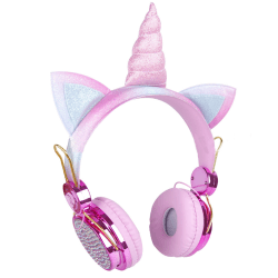 Justerbara Unicorn trådlösa hörlurar för barn (rosaguld)