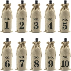 10 ST säckväv vinpåsar med dragsko Cover Vinpåsar Nummerpåse för vinflaska, 15*35CM