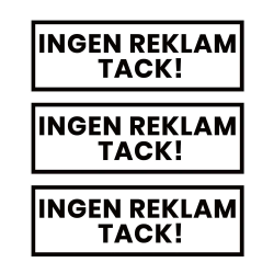 3-pack Ingen Reklam Tack Klistermärke Dekal Vit 3,5x10,5cm vit