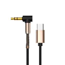 1m 3,5mm AUX USB-C Ljudkabel Hörlurskabel Type-C svart