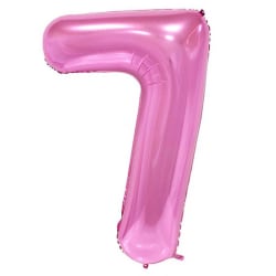 ENORM 102cm Sifferballong Rosa Metallic Nummer 7 Ballong rosa