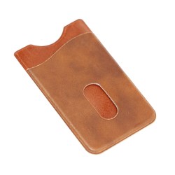 Brun Korthållare för Mobiltelefon i Skinn Läder (Självhäftande) brun
