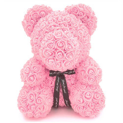 25cm Nallebjörn av Rosor i Presentförpackning - Rosa rosa