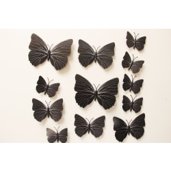 Väggdekoration 12-pack Fjärilar 3D Väggdekal Stickers Väggdekor svart