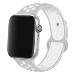 Apple Watch 42/44/45 Armband Silikon Sportarmband Grå Vit grå