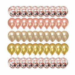 50-pack Ballonger Guld Roséguld Konfettiballonger Födelsedag