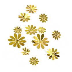 12-pack 3D Väggdekoration Blommor Guld Väggdekal Väggdekor guld