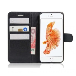 iPhone 6 Plus Plånboksfodral Svart Läder Skinn Fodral svart