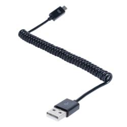 Android Laddkabel USB/Micro USB Spiralkabel (Svart) svart