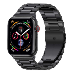 Apple Watch 1-8/SE/Ultra 42/44/45/49 Metall Länkarmband Svart svart
