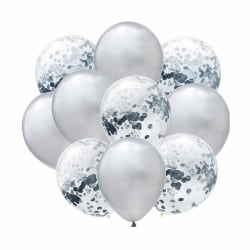 10-pack Ballonger Silver Metallic Konfettiballonger Födelsedag silver