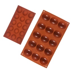 Silikonform 15 Kulor Halvklot Bakform - Is/Choklad/Geléform brun