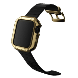 Apple Watch 38/40 / 41mm sort armbånd + tpu shell kofanger guld guld