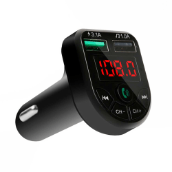 Dubbel USB Billaddare med Bluetooth FM-Sändare Snabbladdare svart