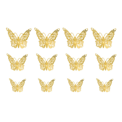 12-pack Fjärilar 3D Väggdekal Väggdekor Väggdekoration Guld guld