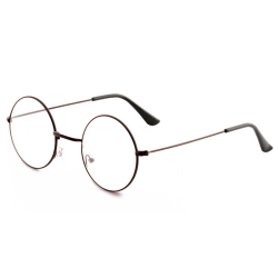 Runda Glasögon med Klart Glas Utan Styrka Svartbrun svart