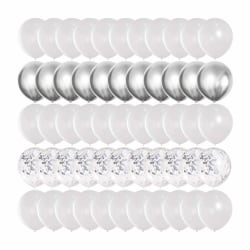 50-pack Ballonger Vit Silver Metallic Konfettiballonger silver