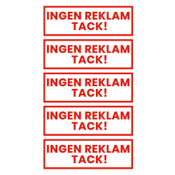 5-pack Ingen Reklam Tack Klistermärke Dekal Röd 3,5x10,5cm röd