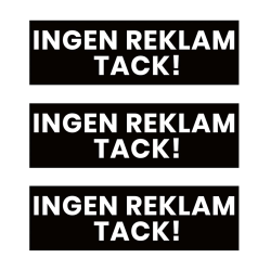 3-pack Ingen Reklam Tack Klistermärke Dekal Svart 3,5x10,5cm svart