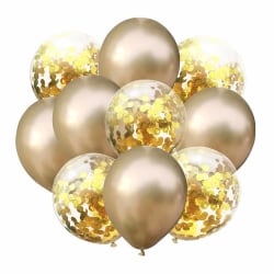 10-pack Ballonger Guld Metallic Konfettiballonger Födelsedag guld