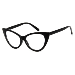 Svarta Retro Cateye Glasögon Klarglas Klart Glas utan Styrka svart