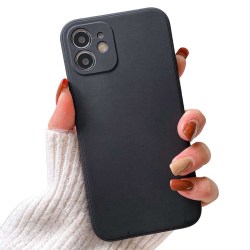 iPhone 12 Pro Tunt Svart Mobilskal med Linsskydd 1mm TPU svart