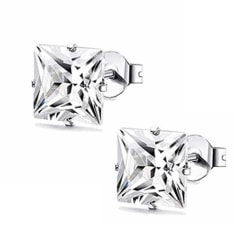 2-pack Fyrkantig Kristall Piercing Örhänge Silver 6mm silver