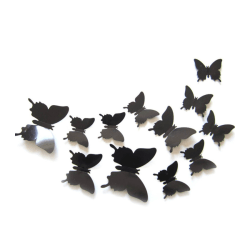 Väggdekoration 12-pack Fjärilar 3D Väggdekal Stickers Väggdekor (Svart) svart