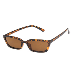 Smala Rektangulära Solglasögon Brun Leopard + Senilsnöre brun