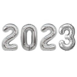 2023 Sifferballonger i Silver för Nyår 102cm STORA silver