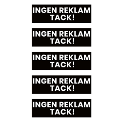 5-pack Ingen Reklam Tack Klistermärke Dekal Svart 3,5x10,5cm svart