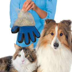 Børste handske til hunde katte kæledyr dyre pels børste blå