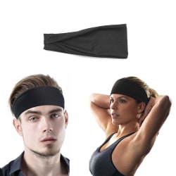 Svart Pannband för Sport Träning Gym Yoga svart