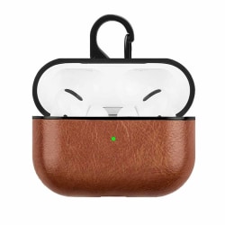Brunt Apple AirPods Pro Väska Fodral Skyddsfodral Skinn Läder brun